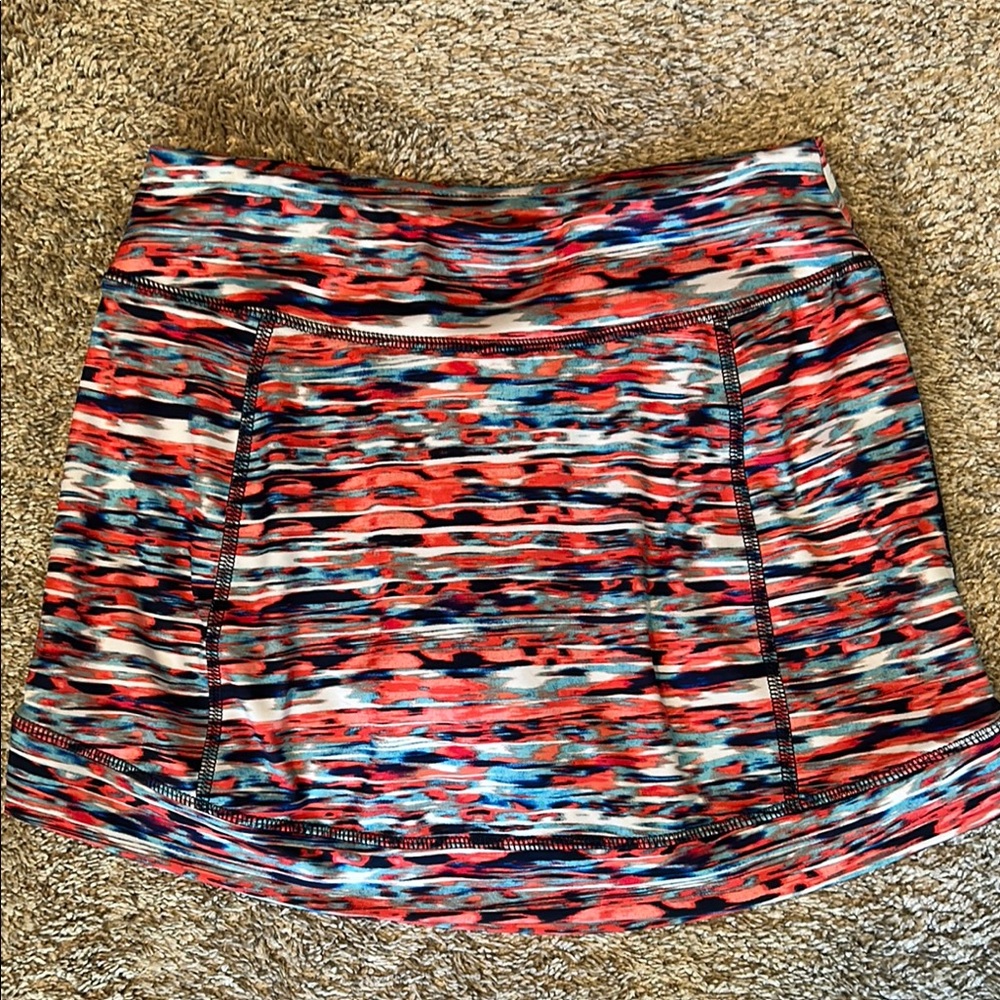 Tek Gear Women's Red and Blue Patterned Mini Skirt Size Small